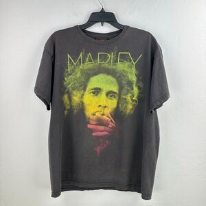 Vintage Zion Rootswear T-shirt Bob Marley Men L Black Green Rasta Holes Thrashed